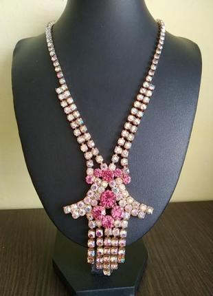 Розкішне чешське кольє кристали потриття aurora borealis вінтаж