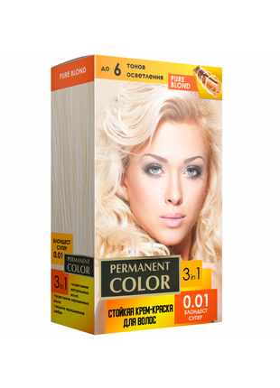 Крем-фарба для волосся з окислювачем «permanent color» тон «блондест супер» № 0.01