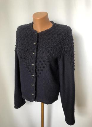 Винтаж 80-е темно-синяя баварская кофта шерсть нюансы