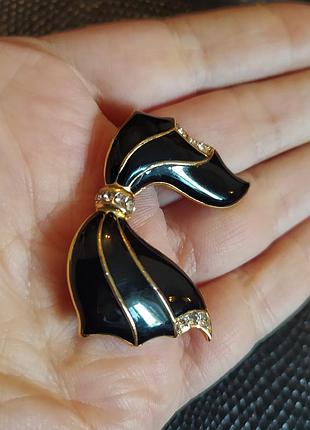 Брошка вінтажна метал емалі кристали
