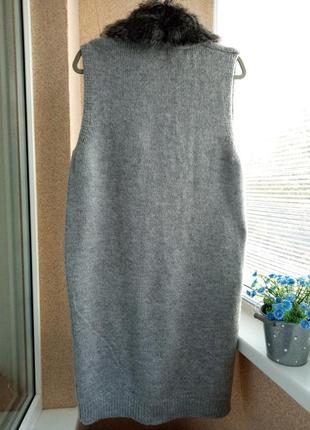 Красивий кардиган/ жилет/накидка з пристебним штучним хутром8 фото