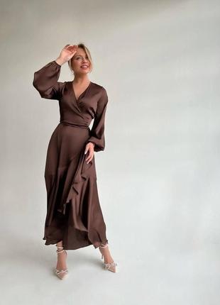 Стильне гарне зручне модне трендове для прогулянок просте плаття сукня шоколад