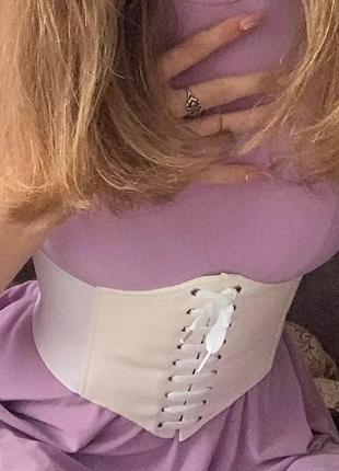 Корсет жіночий білий широкий пояс на резинці на шнурівці чорний