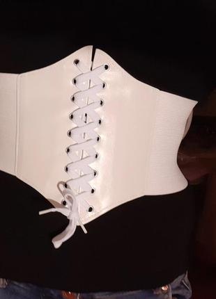 Корсет женский белый широкий пояс на резинке чёрный на шнуровке2 фото