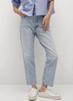 Блакитні прямі джинси mango havana straight cropped high waist розмір 38