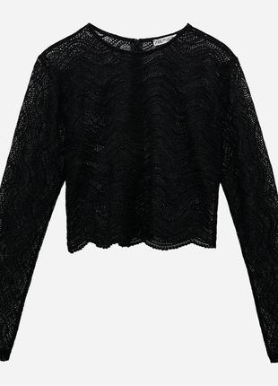 Ажурная укорочённая кофта блуза лонгслив zara
