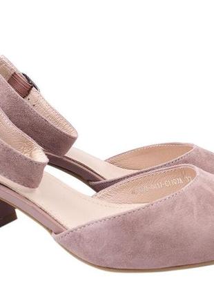 Туфли женские из натуральной замши, на низком каблуке, розовые, geronea