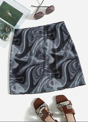 Сетчатая дымчатая юбка в мраморный принт от фирмы shein