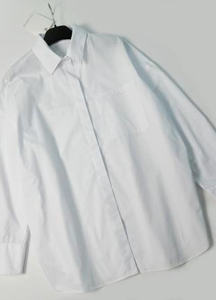 Новая свободная белая рубашка оверсайз хлопок pull&bear5 фото
