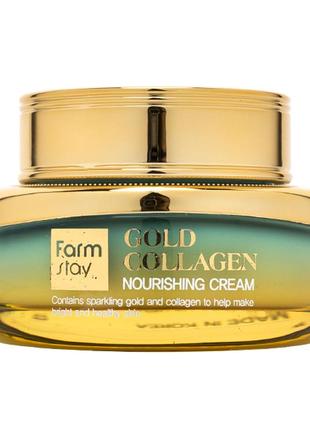 Питательный крем с золотом и коллагеном farmstay gold collagen nourishing cream4 фото