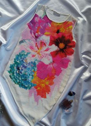 Біла футболка в квіти від zara