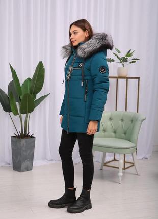 Зимова тепла жіноча куртка на тінсулейті з чорнобуркой. безкоштовна доставка4 фото