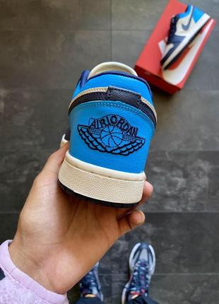 Чоловічі кросівки nike air White jordan retro 1 low blue white v24 фото