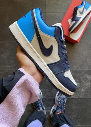 Чоловічі кросівки nike air White jordan retro 1 low blue white v27 фото