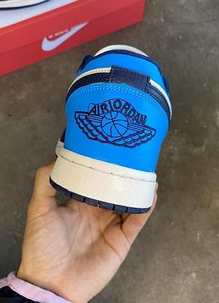 Чоловічі кросівки nike air White jordan retro 1 low blue white v28 фото