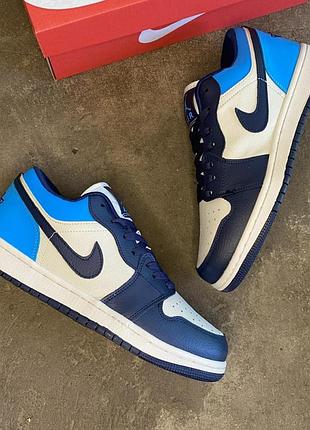 Чоловічі кросівки nike air White jordan retro 1 low blue white v29 фото