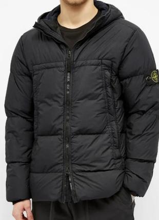 Пуховик куртка stone island crinkle reps jacket black оригинал