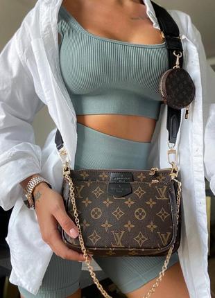 Жіноча сумка в стилі louis vuitton multi pochette (brown/black).