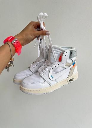 Жіночі кросівки nike air jordan 1 off-white white6 фото