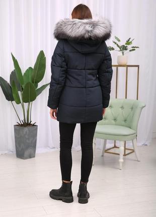 Зимняя теплая женская с капюшоном куртка на тинсулейте с чернобуркой . бесплатная доставка5 фото