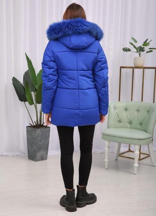 Зимняя яркая фабричная женская короткая куртка с мехом бесплатная доставка3 фото
