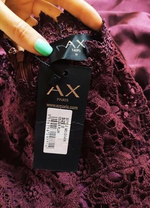Ax paris плаття нове бордо винне бордове марсала бургунді міді мереживо з вільної спідницею6 фото