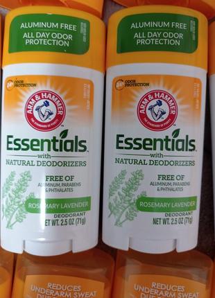 Essentials, дезодорант із натуральними дезодорувальними речовинами, розмарин і лаванда, 71 г