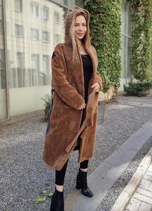 Жіноче пальто 🤎🤎🤎❄️❄️❄️зимове пальто 105 см натуральна бавовна пальто женское шерсть натуральная3 фото