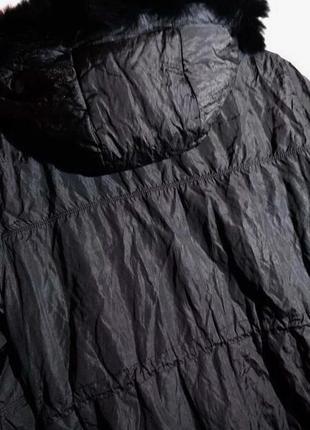Пальто чорне довге дуже теплі р 38 з натуральним хутром3 фото