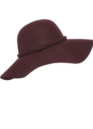 Стильна вовняний капелюх з м'якими полями колір марсала бургунді бордо1 фото