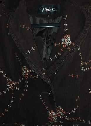 Піджак вельветовий з квітами2 фото