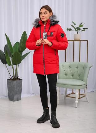 Яркая зимняя теплая женская короткая куртка на тинсулейте. бесплатная доставка3 фото