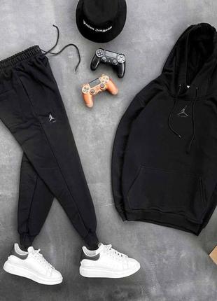 Мужской чёрный костюм(худи штаны) чоловічий чорний костюм(худі штани)