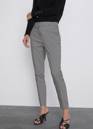 Брендовые брючки в клетку от zara р. l-xl