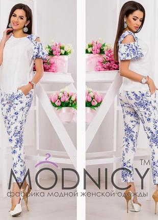 Костюм з брюками льон білий колір розмір 42-44 , новий!!!