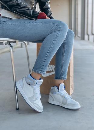 Жіночі кросівки nike air jordan 1 retro high white grey