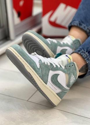 Чоловічі кросівки nike air jordan 1 retro high blue-green white6 фото