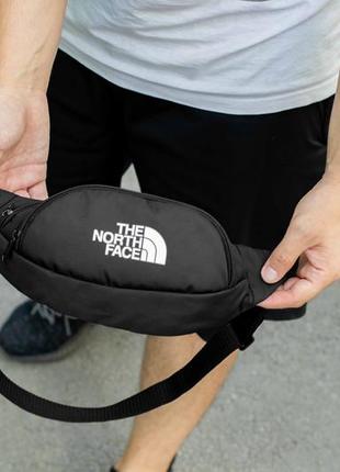 Стильна поясна сумка бананка the north face через плече чорна тканинна молодіжна повсякденна tnf