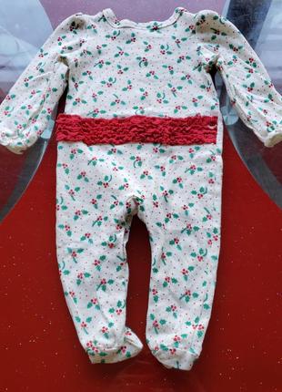 Laura ashley человечек слип комбинезон новорожденной девочке 0-3 м 50-56-62 см новогодний рождествен