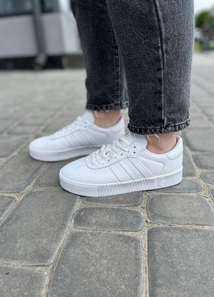 Чоловічі кросівки  adidas samba rose all white кожа мужские кроссовки адидас8 фото