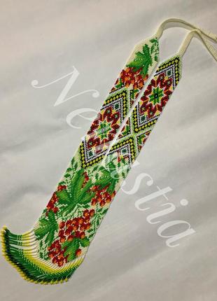 Червона калина-гердан кольє намисто етнічна прикраса з бісеру нагрудна оздоба2 фото
