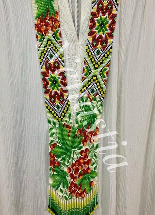 Червона калина-гердан кольє намисто етнічна прикраса з бісеру нагрудна оздоба