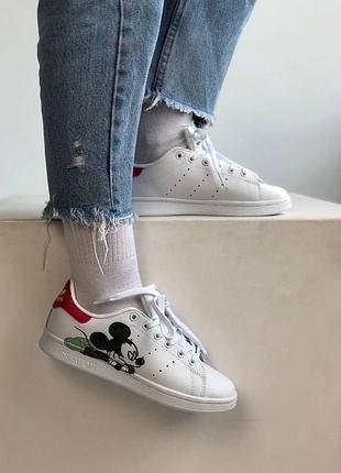 Жіночі кросівки  adidas stan smith white red mickey mouse женские кроссовки адидас