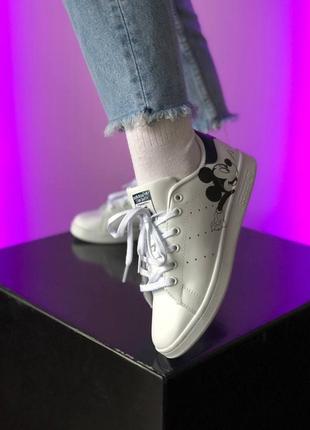Жіночі кросівки  adidas stan smith white black mickey mouse женские кроссовки адидас6 фото