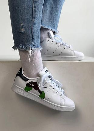 Жіночі кросівки  adidas stan smith white black mickey mouse женские кроссовки адидас2 фото
