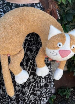Подушка игрушка кот, кошка рогалик, котик для путешествий, ручная работа