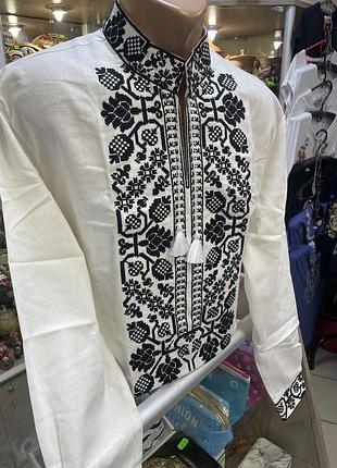 Вышиванка мужская вселод белый с черным 3