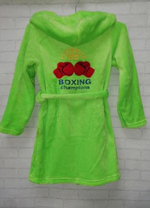 Махровий дитячий халат на хлопчика "boxing" салатний 56(28),  68(34)