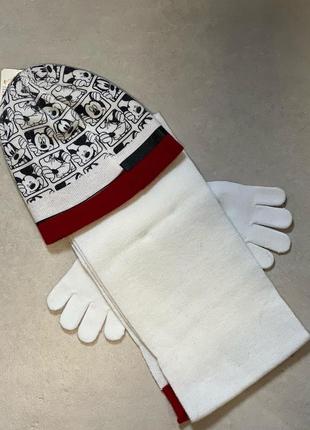 Детский набор микки маус шапка, шарф, перчатки2 фото