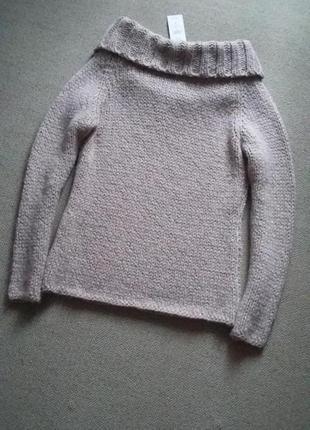 Новый шикарный свитер джемпер бежевый с шерстью р 12-145 фото